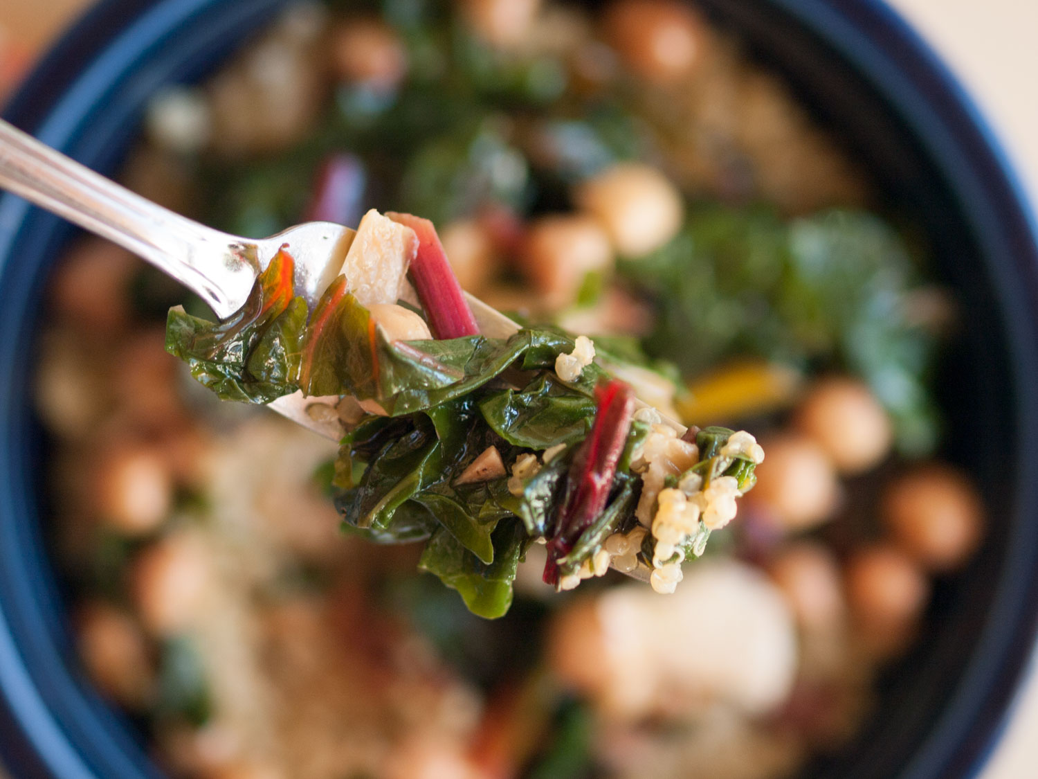 chickpeas with swiss chard and quinoa